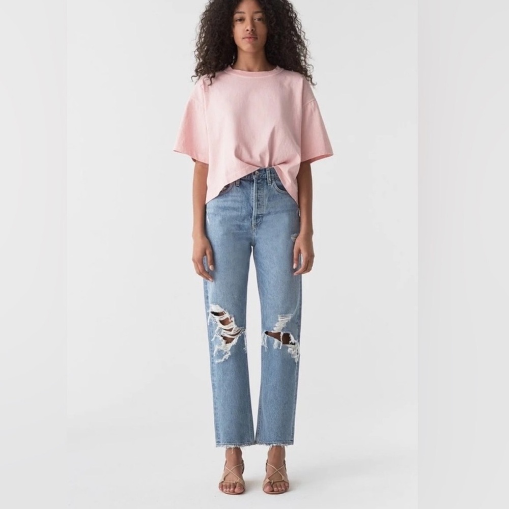AGOLDE 90's Mid Rise Loose Fit Distressed Jeans in Fall Out